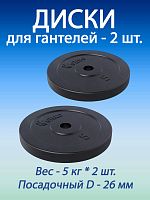 Диски для гантелей 5 кг (d26) Voitto, 2 шт. Диски для гантелей 5 кг (d26) Voitto, 2 шт.