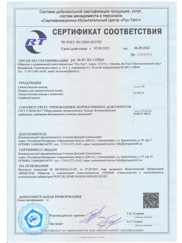 Кольца гимнастические 38 мм (без строп) фото 2