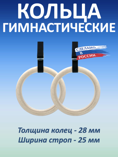 Кольца гимнастические 28 мм со стропами 25 мм