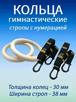 Кольца гимнастические 30 мм со стропами 38 мм