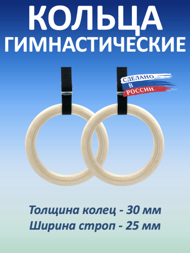 Кольца гимнастические 30 мм со стропами 25 мм
